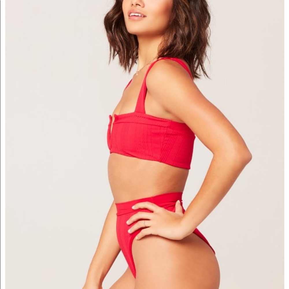 l*space Red Ribbed Bikini Set - Picture 3 of 13